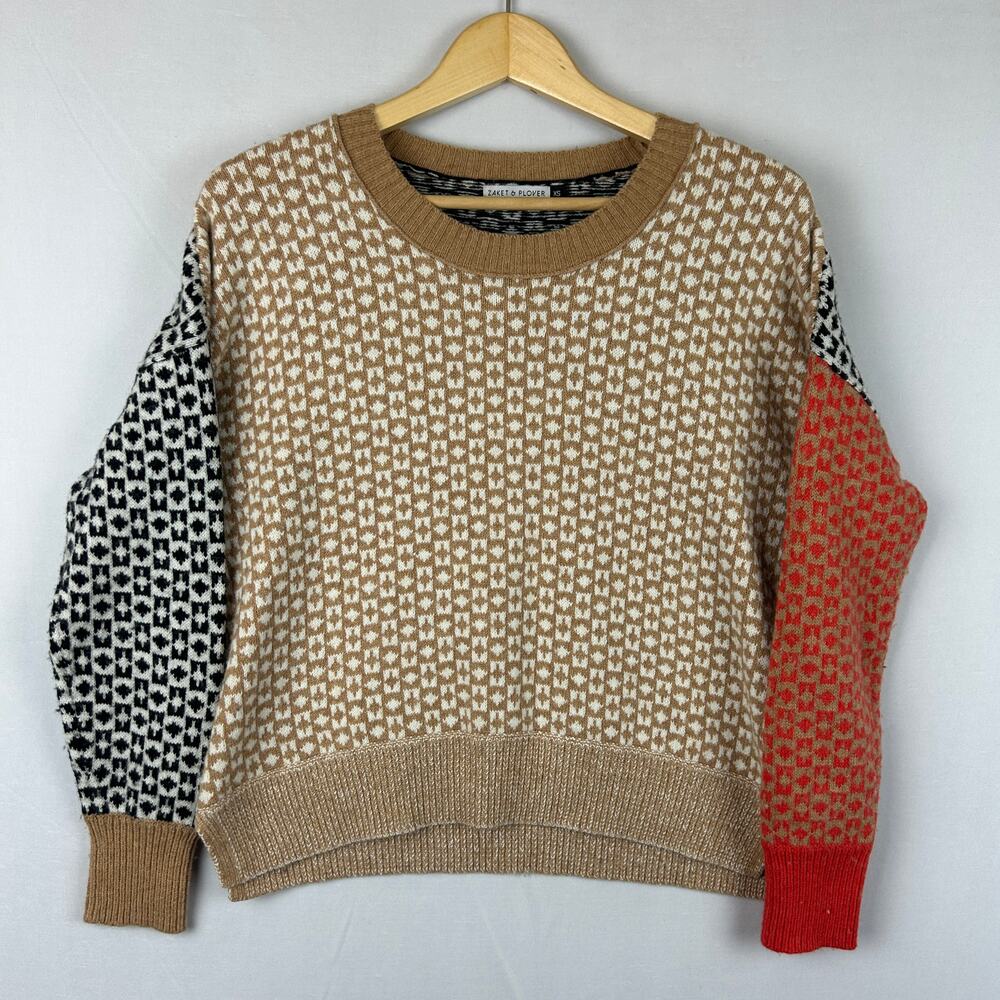 Zaket & Plover Merino Wool Blend Colorblock Pullover Sweater Women's Size XS